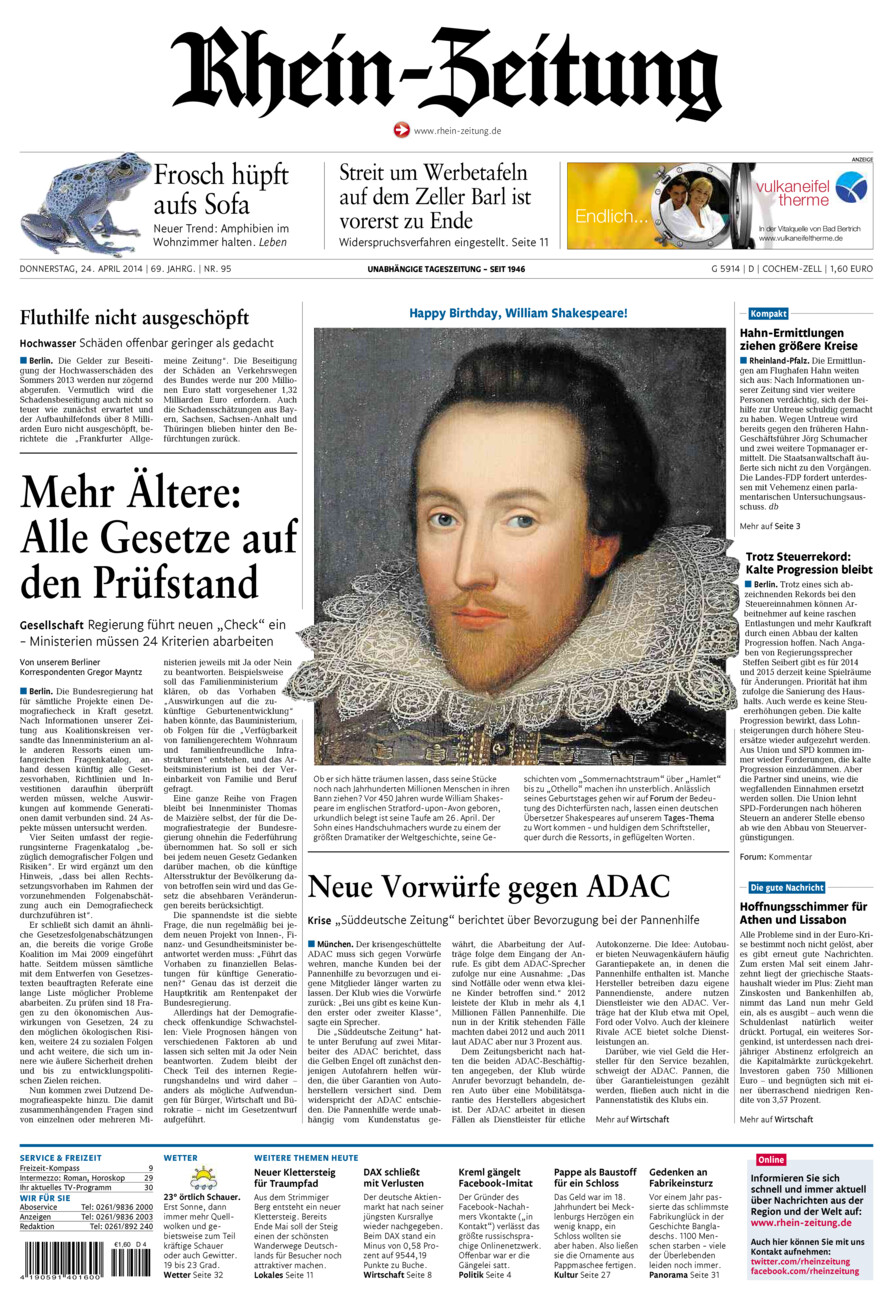 Rhein-Zeitung Kreis Cochem-Zell vom Donnerstag, 24.04.2014