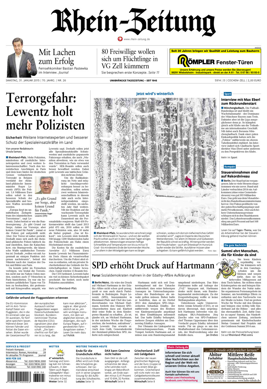 Rhein-Zeitung Kreis Cochem-Zell vom Samstag, 31.01.2015