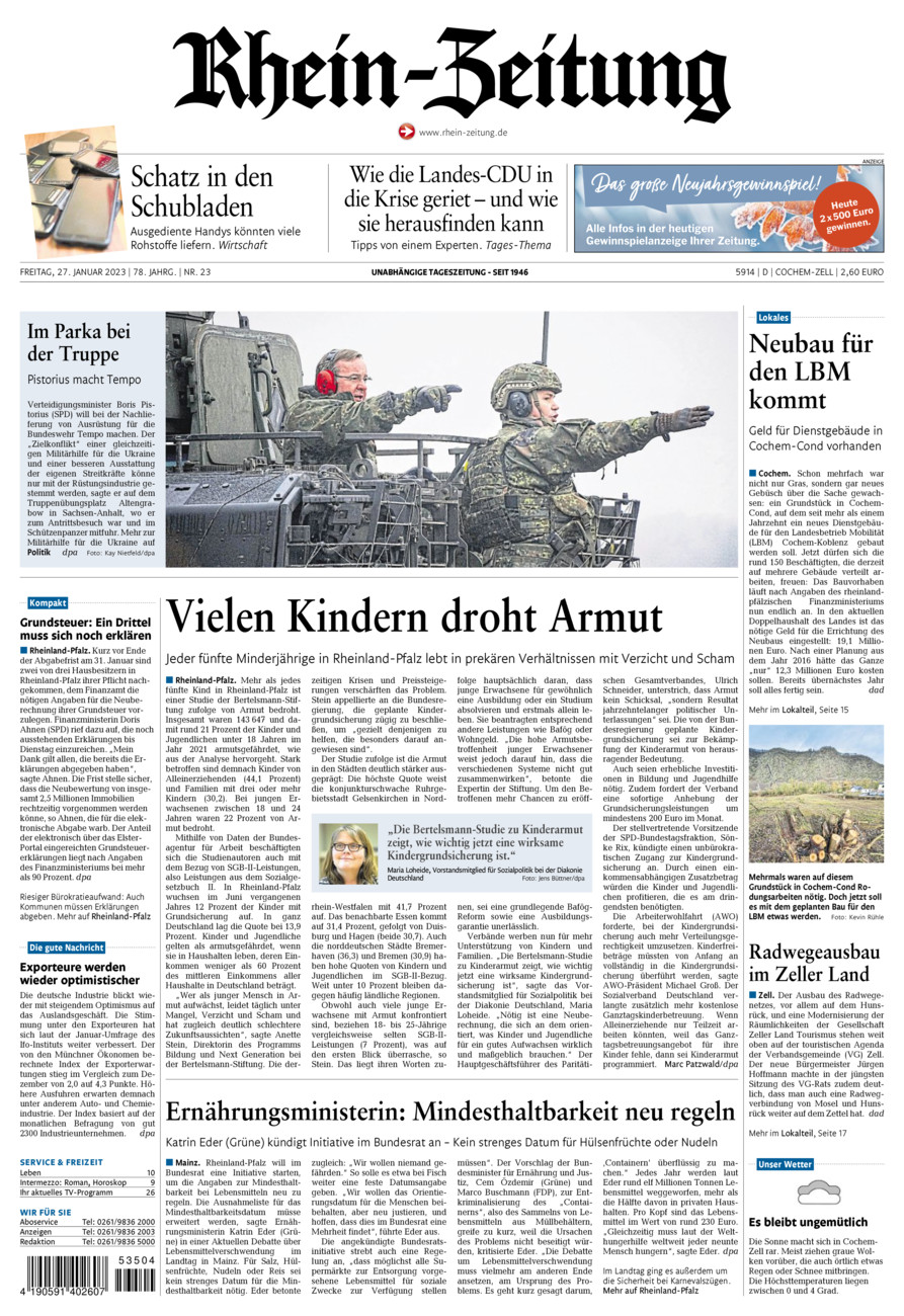Rhein-Zeitung Kreis Cochem-Zell vom Freitag, 27.01.2023