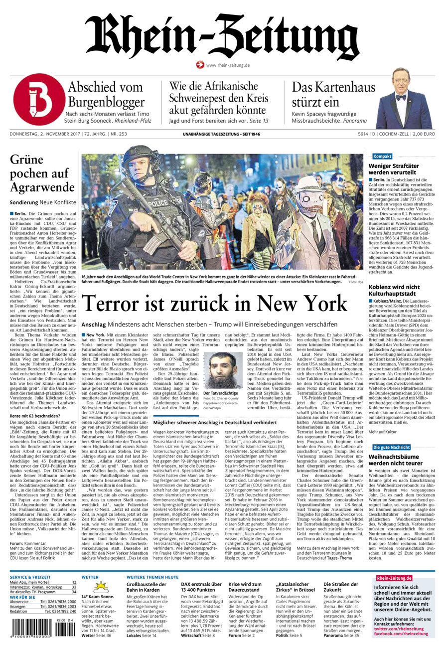 Rhein-Zeitung Kreis Cochem-Zell vom Donnerstag, 02.11.2017