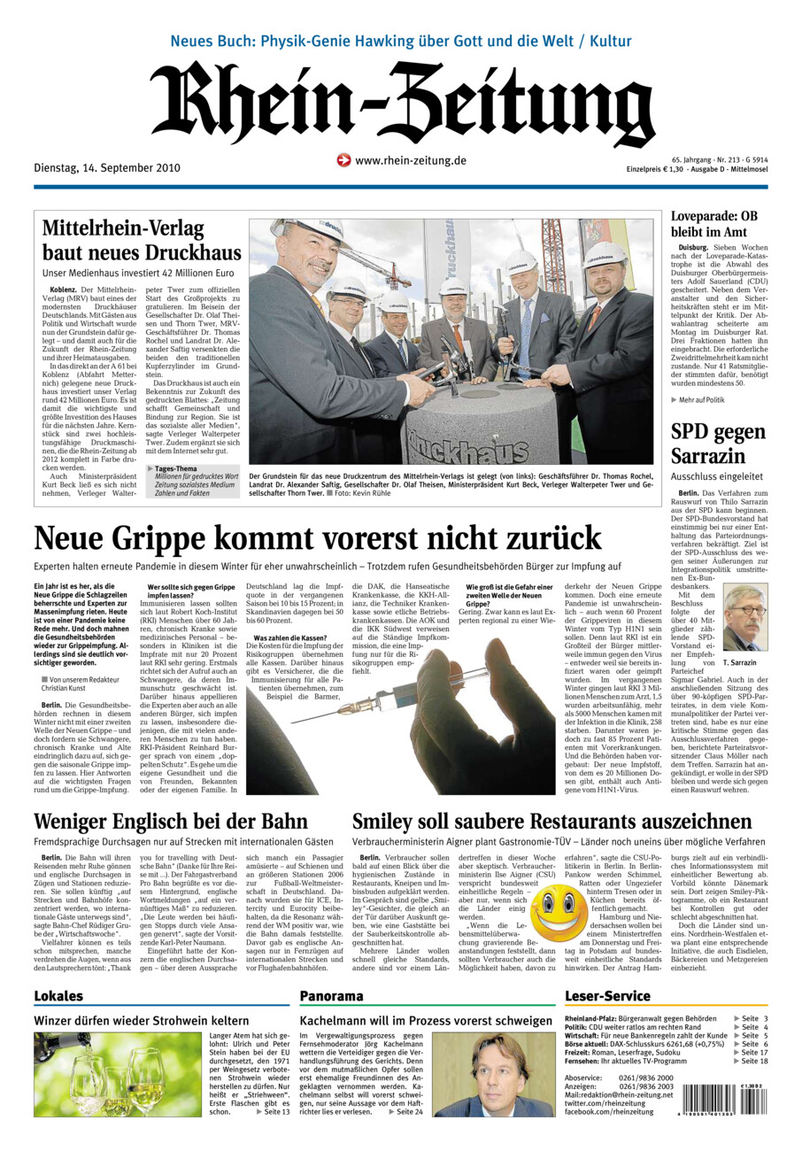 Rhein-Zeitung Kreis Cochem-Zell vom Dienstag, 14.09.2010