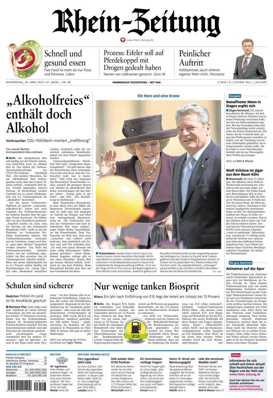 Rhein-Zeitung Kreis Cochem-Zell vom Donnerstag, 26.04.2012