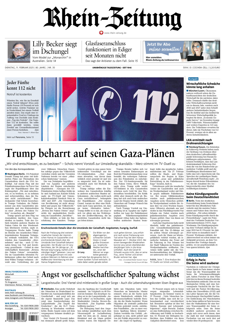 Rhein-Zeitung Kreis Cochem-Zell vom Dienstag, 11.02.2025