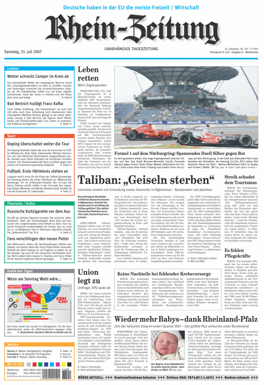 Rhein-Zeitung Kreis Cochem-Zell vom Samstag, 21.07.2007