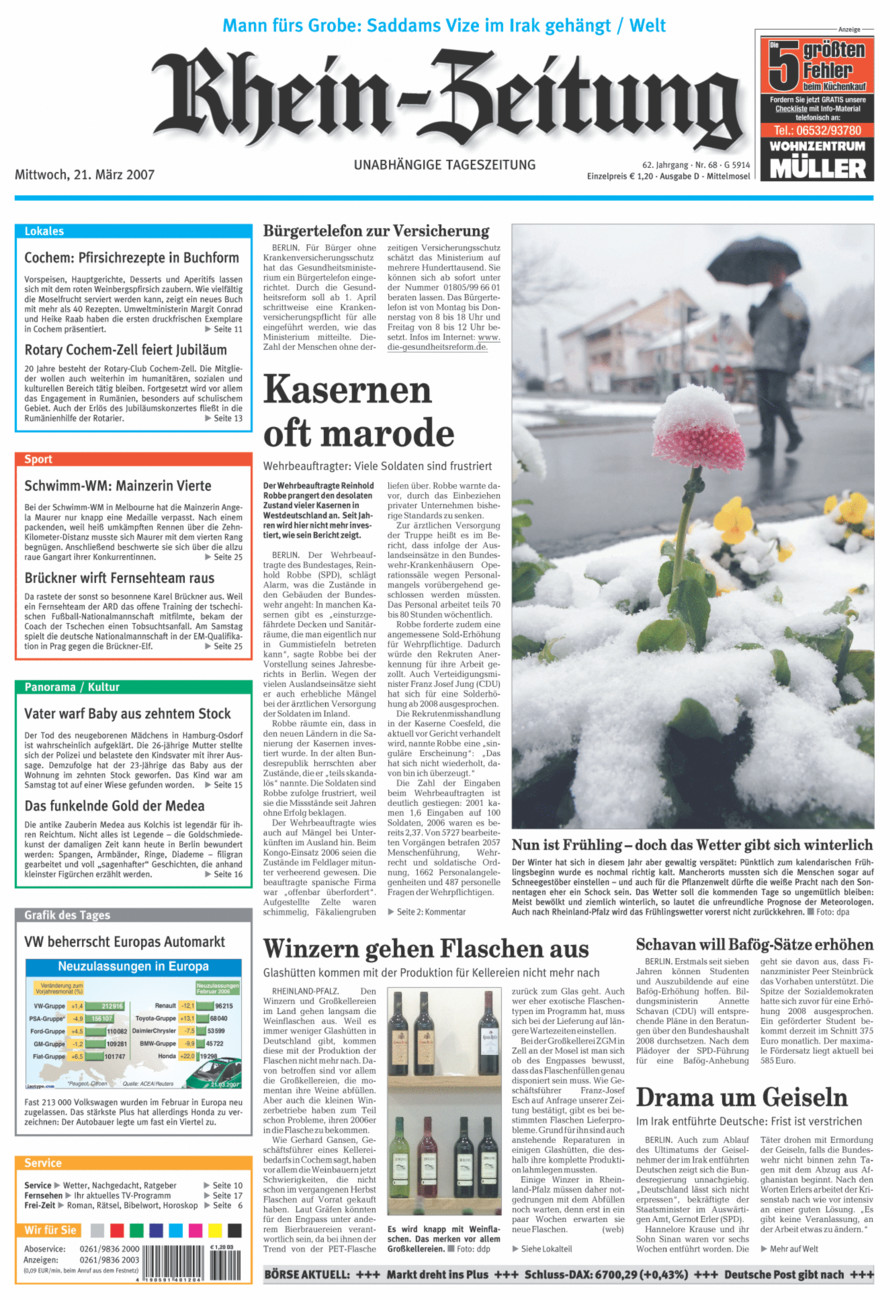 Rhein-Zeitung Kreis Cochem-Zell vom Mittwoch, 21.03.2007