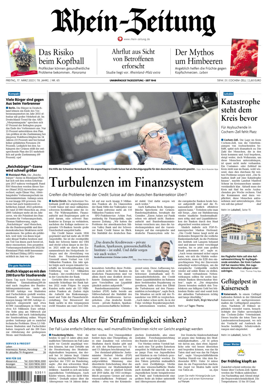 Rhein-Zeitung Kreis Cochem-Zell vom Freitag, 17.03.2023