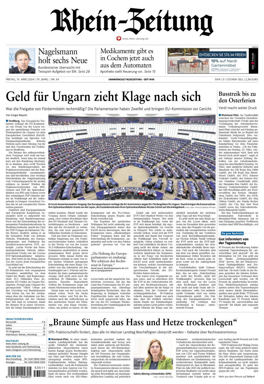 Rhein-Zeitung Kreis Cochem-Zell vom Freitag, 15.03.2024
