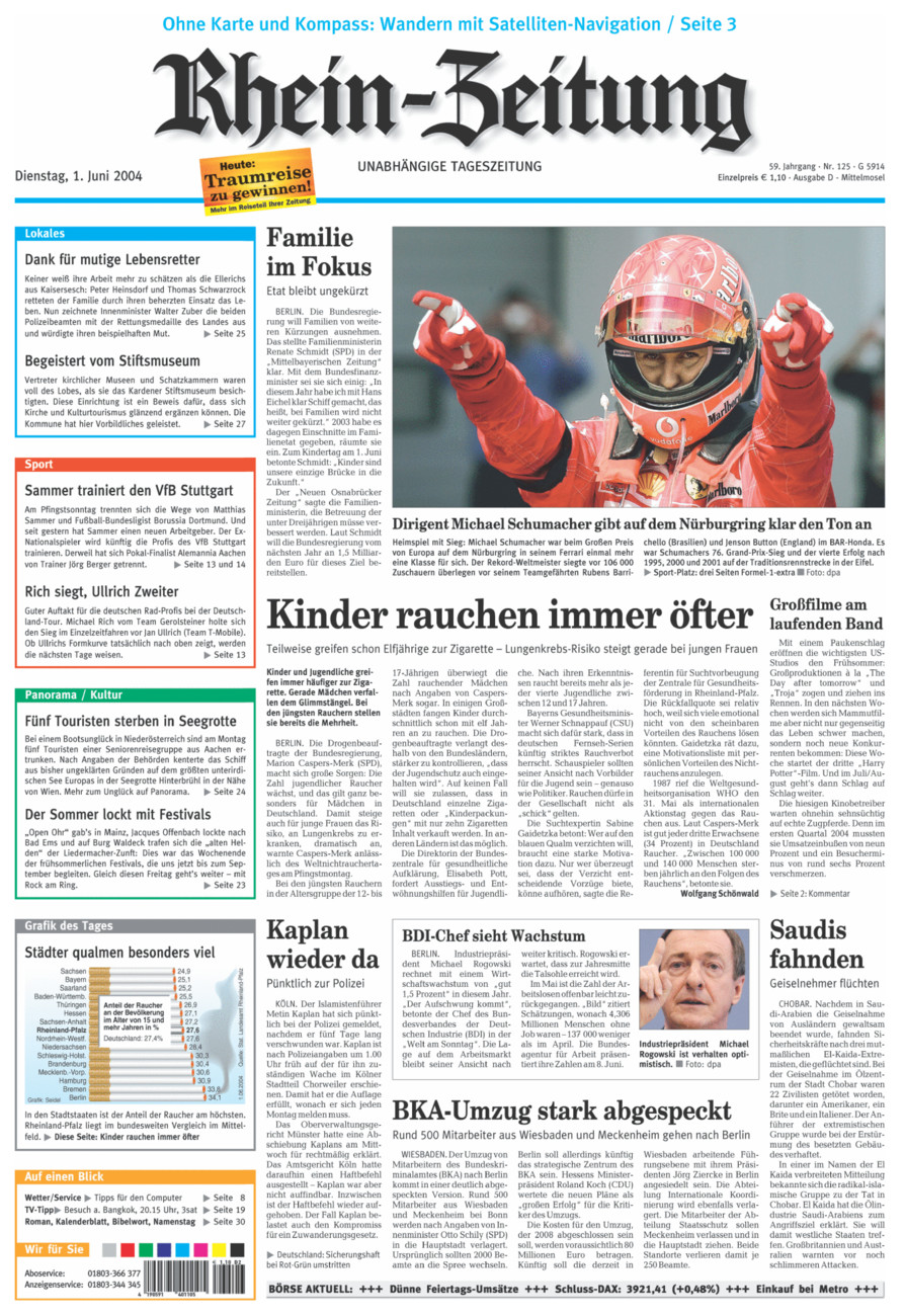 Rhein-Zeitung Kreis Cochem-Zell vom Dienstag, 01.06.2004