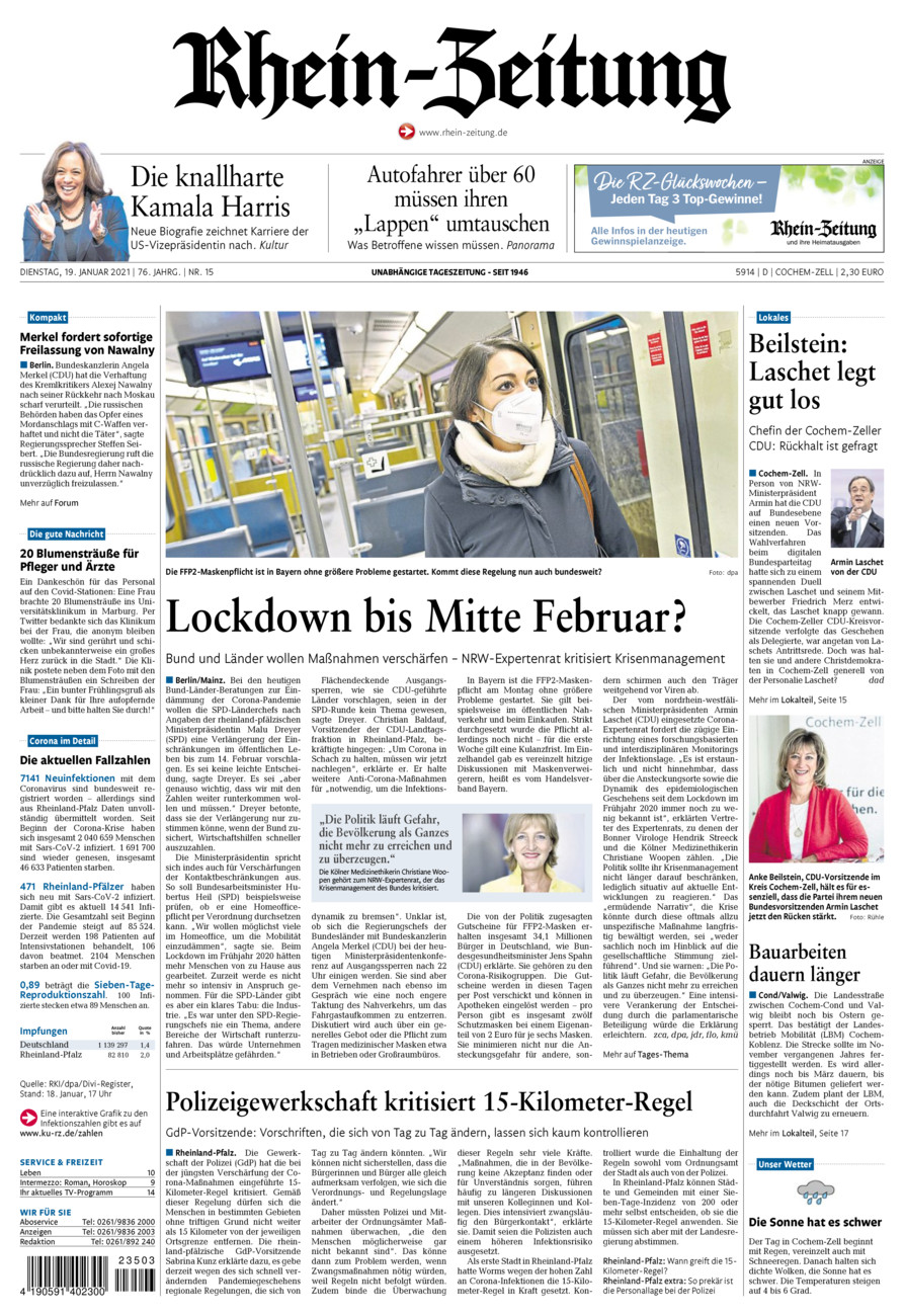 Rhein-Zeitung Kreis Cochem-Zell vom Dienstag, 19.01.2021