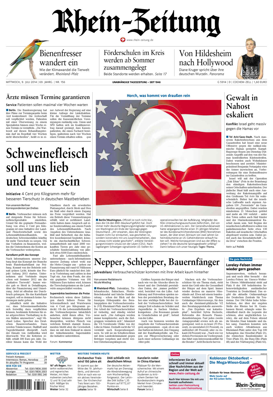 Rhein-Zeitung Kreis Cochem-Zell vom Mittwoch, 09.07.2014