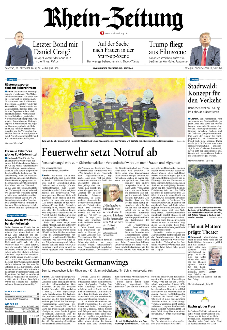 Rhein-Zeitung Kreis Cochem-Zell vom Samstag, 28.12.2019