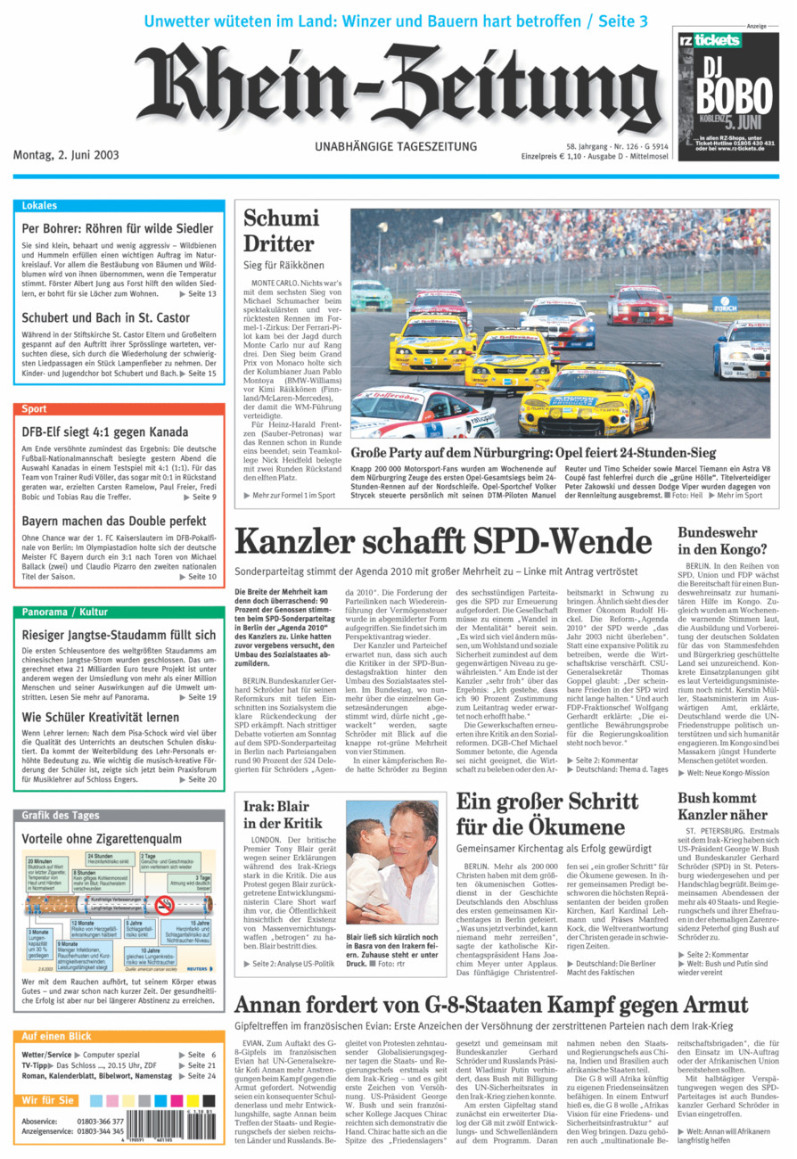 Rhein-Zeitung Kreis Cochem-Zell vom Montag, 02.06.2003