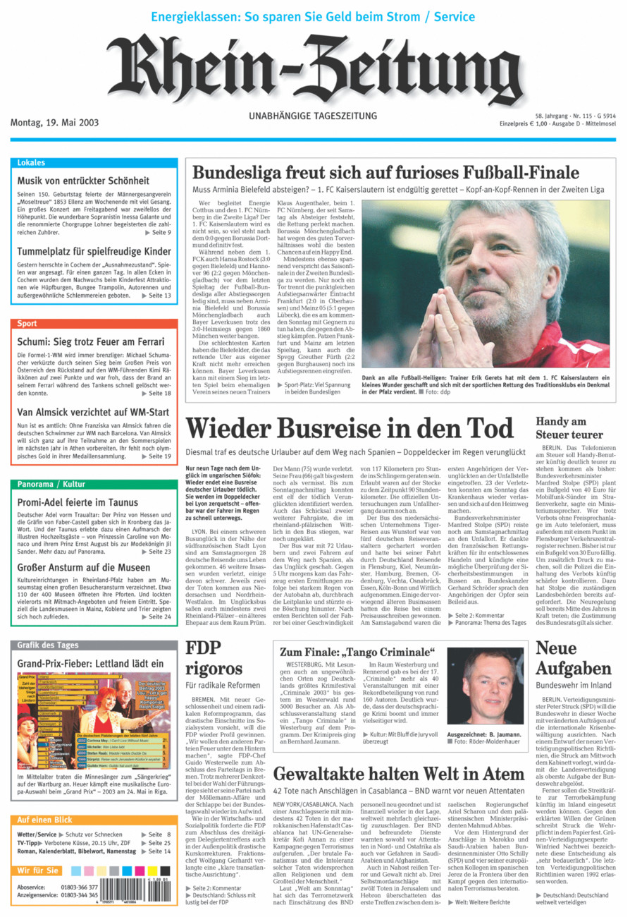 Rhein-Zeitung Kreis Cochem-Zell vom Montag, 19.05.2003