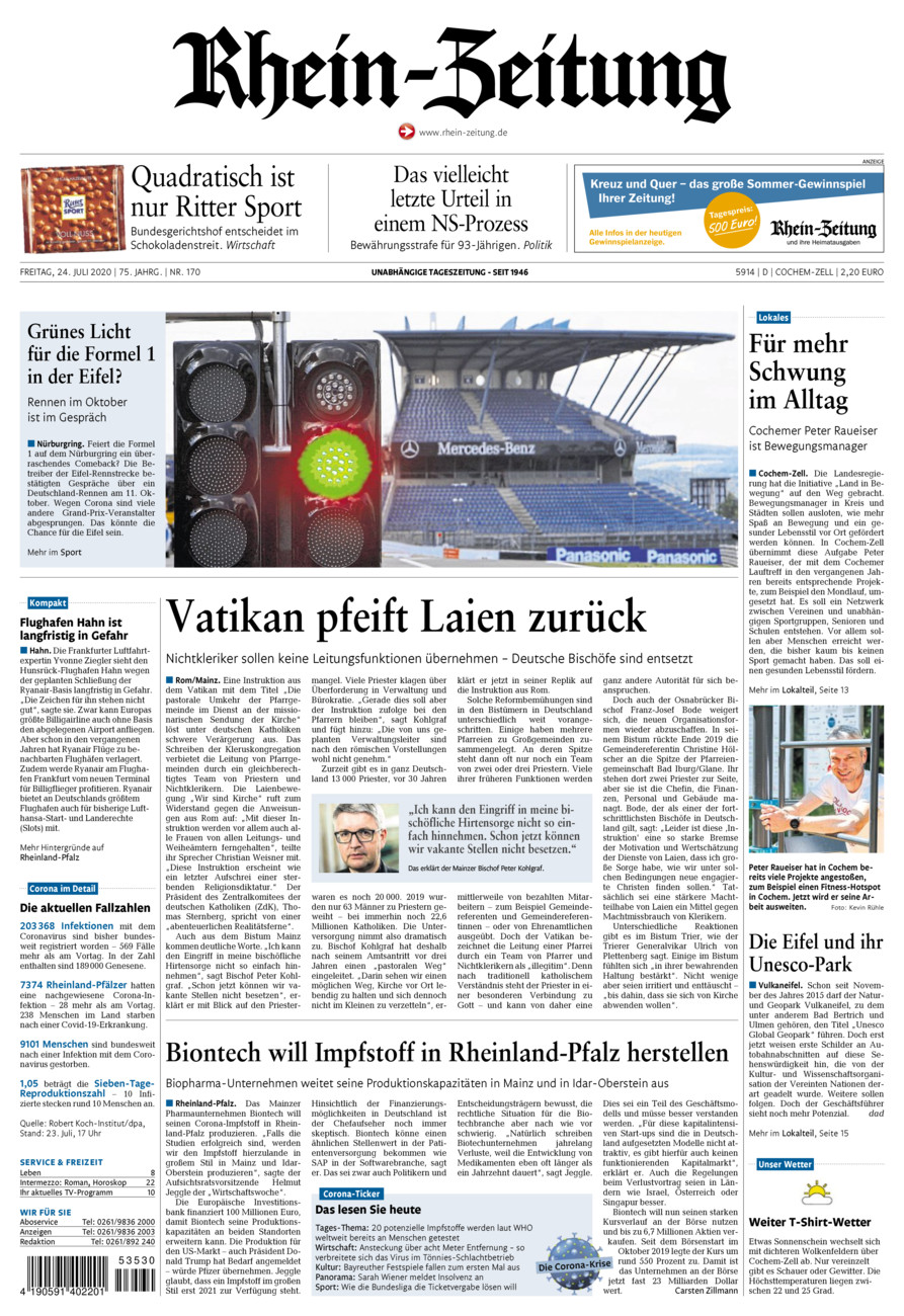 Rhein-Zeitung Kreis Cochem-Zell vom Freitag, 24.07.2020