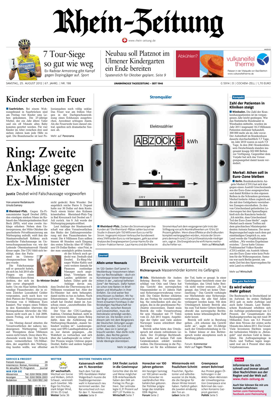 Rhein-Zeitung Kreis Cochem-Zell vom Samstag, 25.08.2012