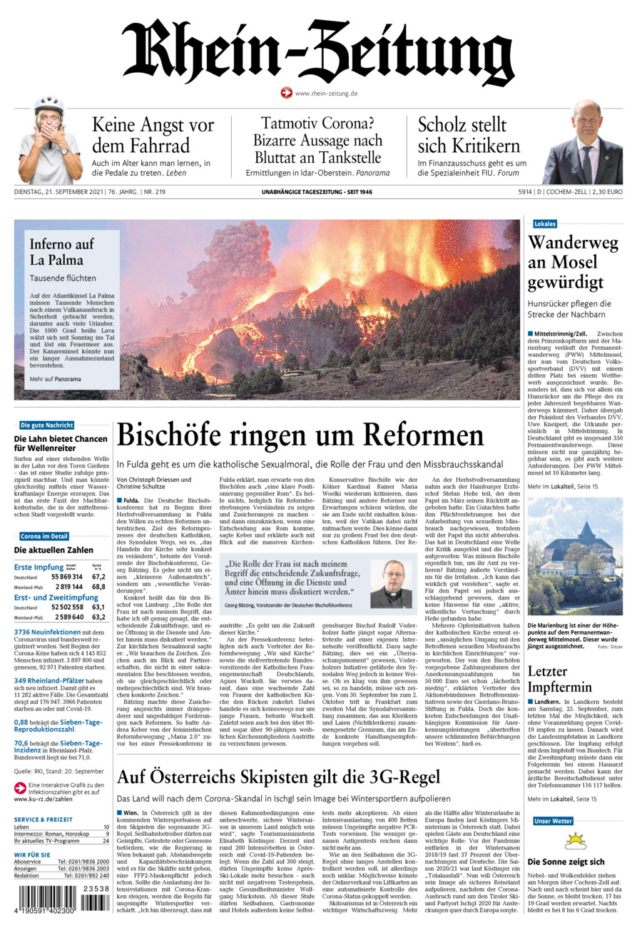 Rhein-Zeitung Kreis Cochem-Zell vom Dienstag, 21.09.2021