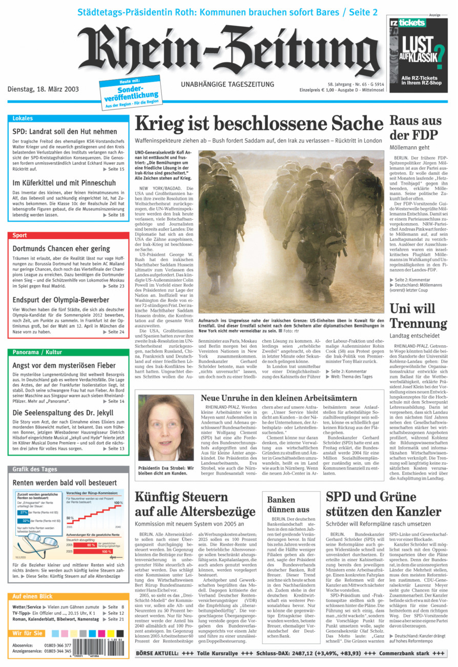Rhein-Zeitung Kreis Cochem-Zell vom Dienstag, 18.03.2003