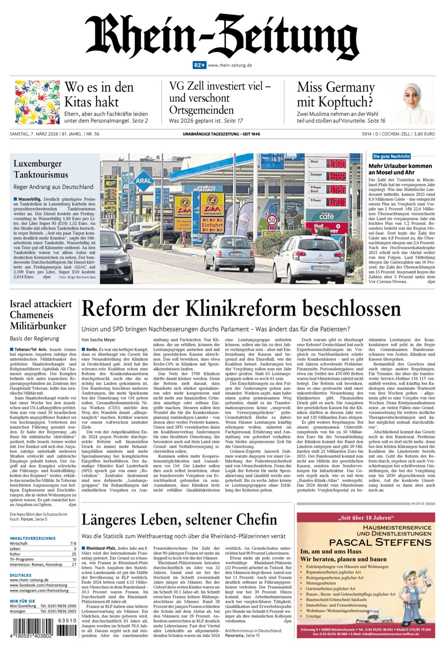 Rhein-Zeitung Kreis Cochem-Zell vom Samstag, 07.03.2026