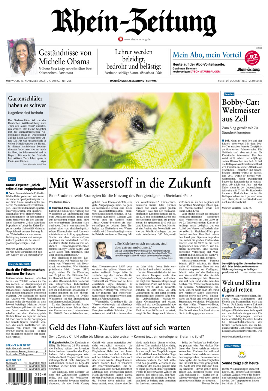 Rhein-Zeitung Kreis Cochem-Zell vom Mittwoch, 16.11.2022