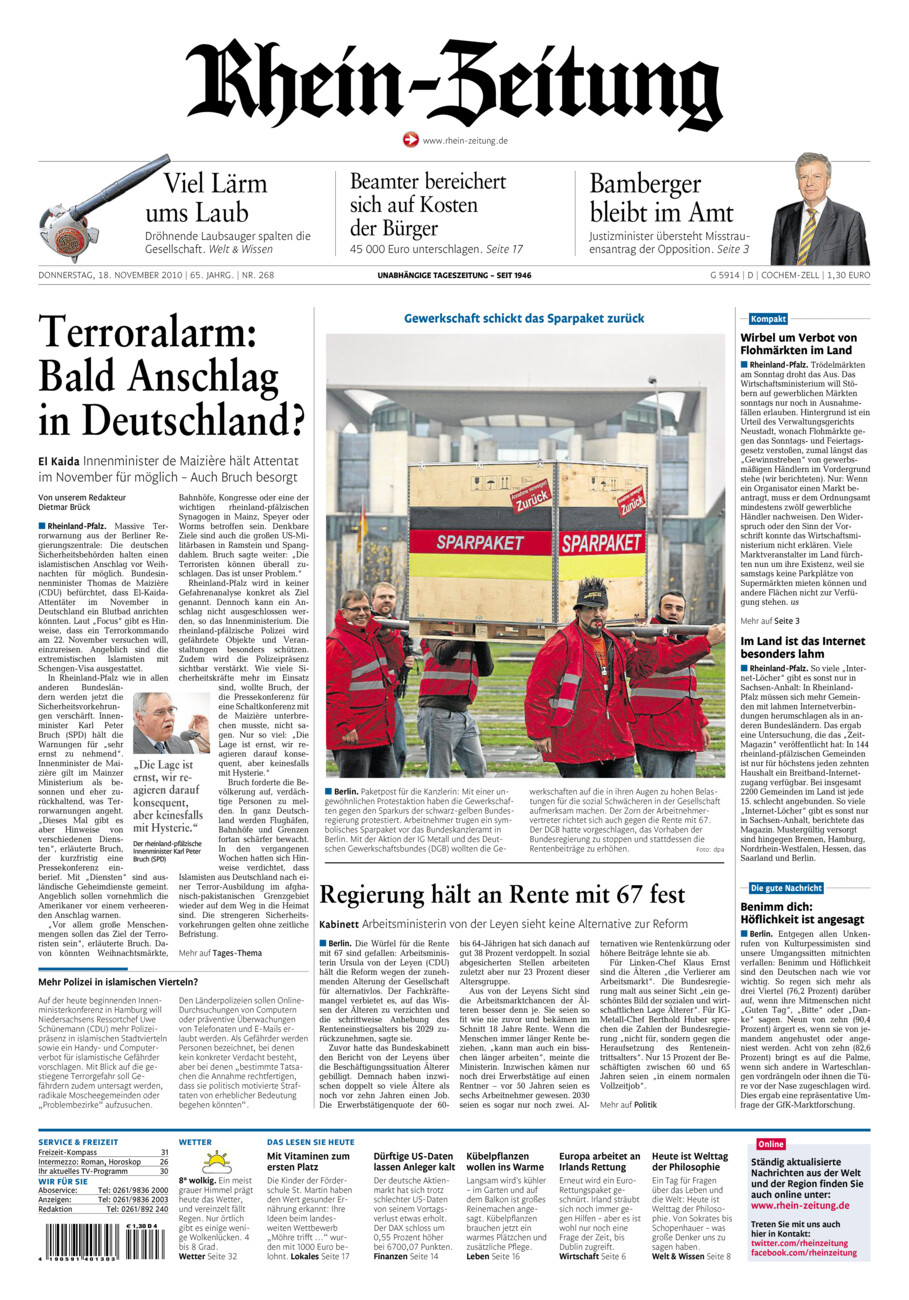 Rhein-Zeitung Kreis Cochem-Zell vom Donnerstag, 18.11.2010