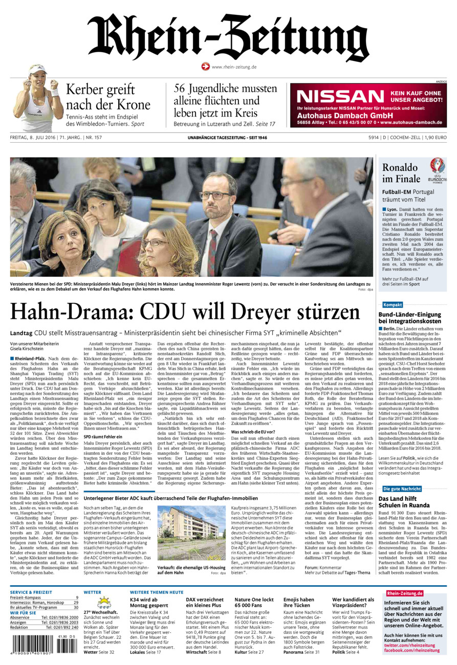 Rhein-Zeitung Kreis Cochem-Zell vom Freitag, 08.07.2016