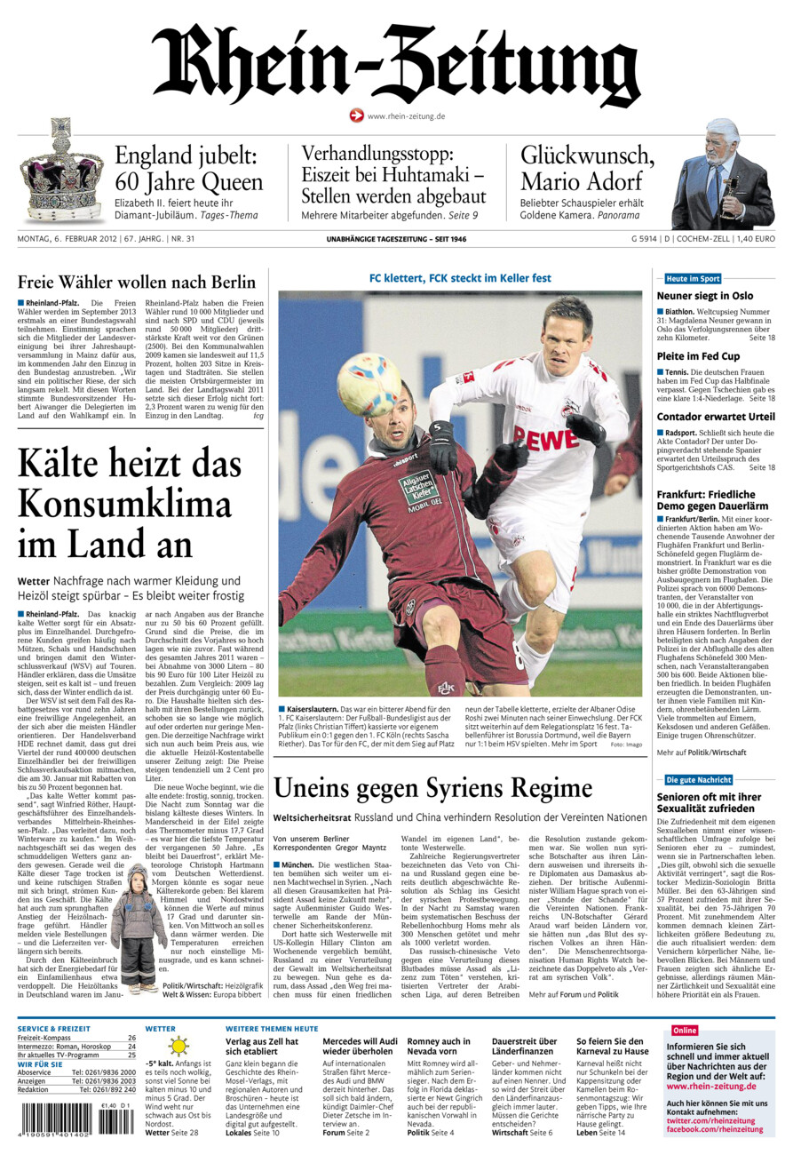 Rhein-Zeitung Kreis Cochem-Zell vom Montag, 06.02.2012