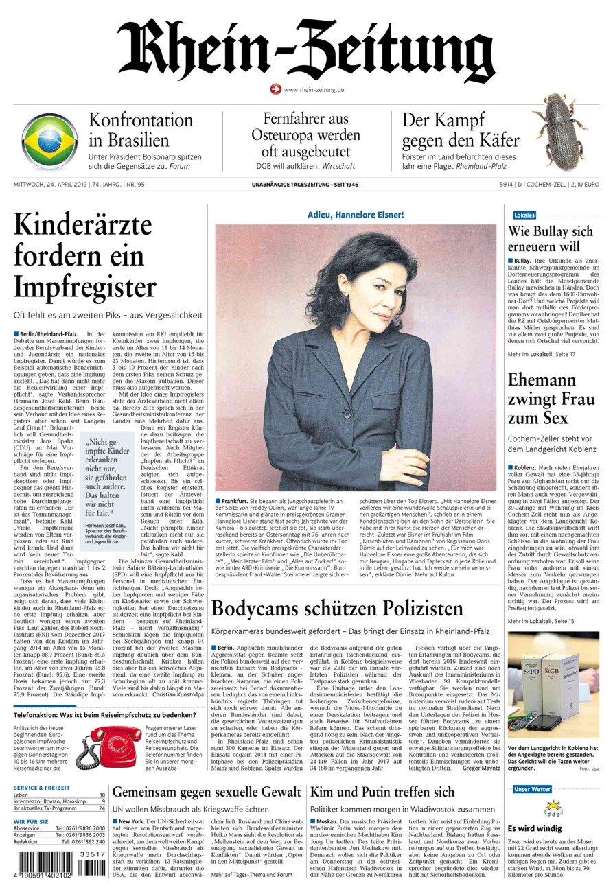 Rhein-Zeitung Kreis Cochem-Zell vom Mittwoch, 24.04.2019