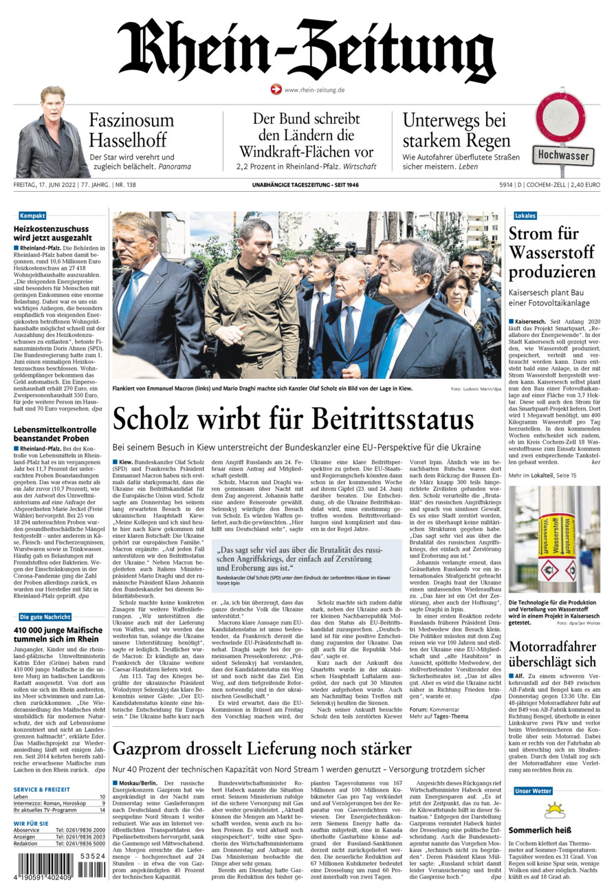 Rhein-Zeitung Kreis Cochem-Zell vom Freitag, 17.06.2022