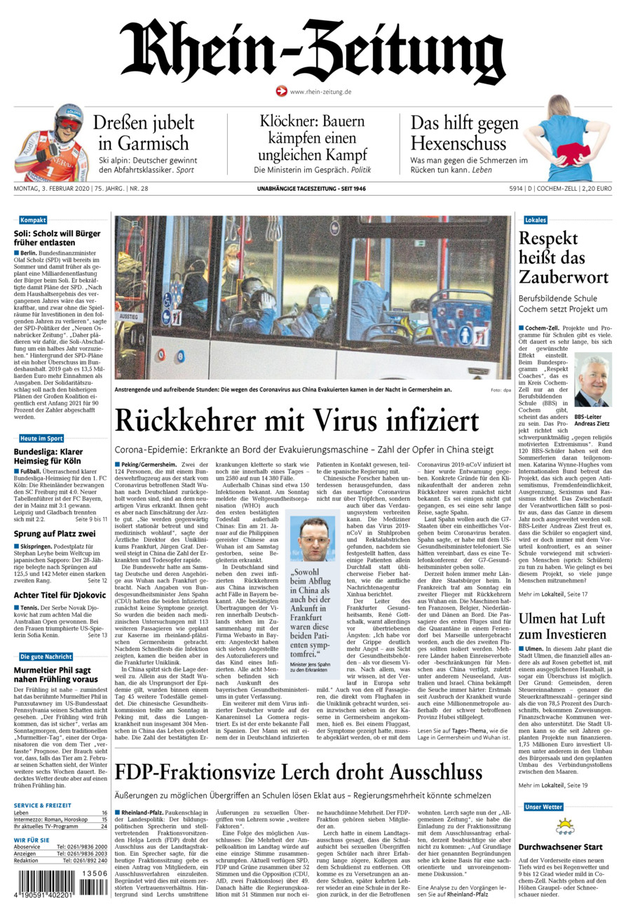 Rhein-Zeitung Kreis Cochem-Zell vom Montag, 03.02.2020
