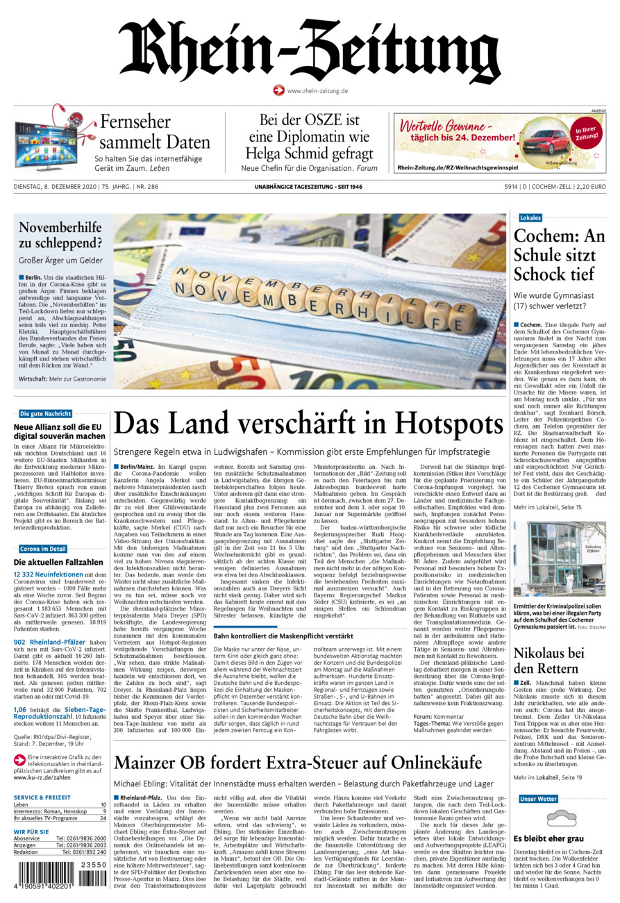 Rhein-Zeitung Kreis Cochem-Zell vom Dienstag, 08.12.2020