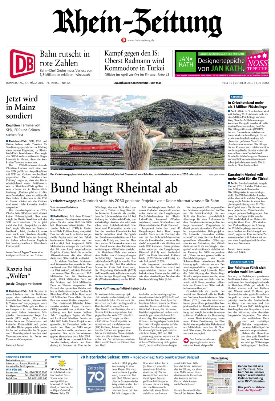 Rhein-Zeitung Kreis Cochem-Zell vom Donnerstag, 17.03.2016