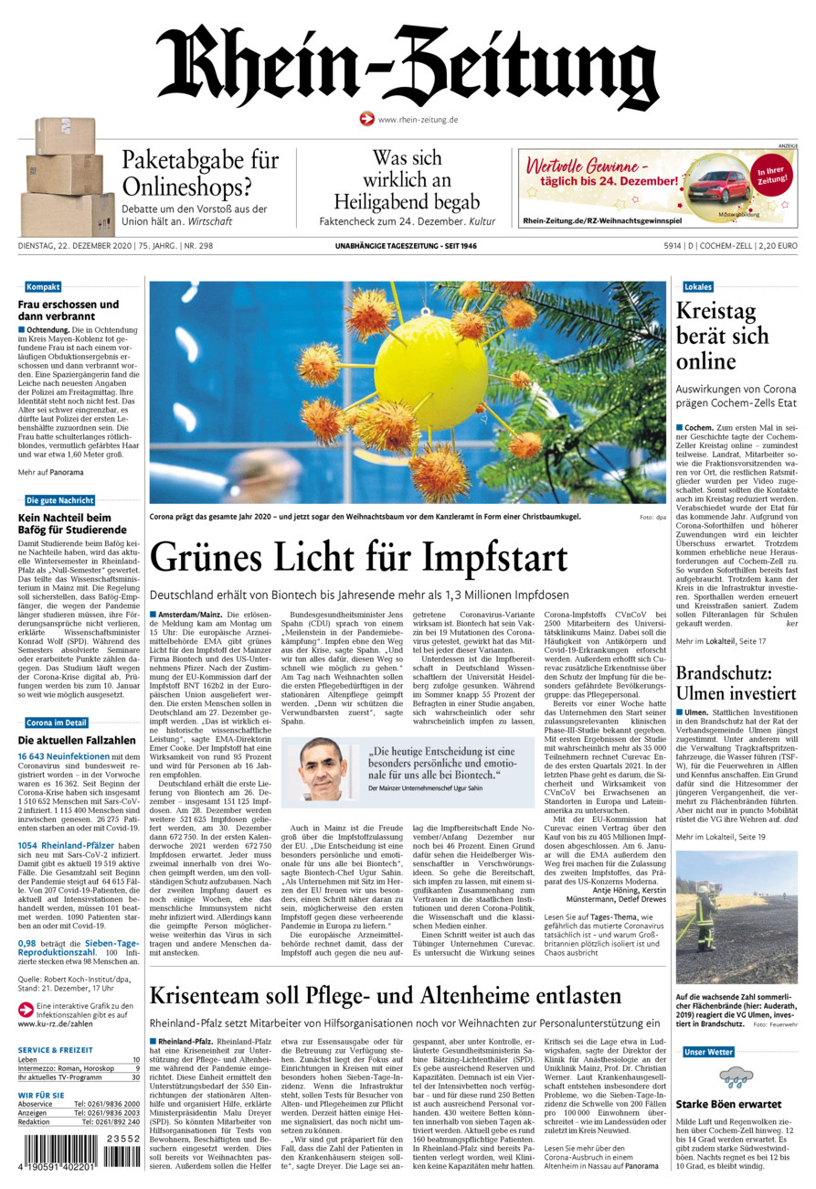 Rhein-Zeitung Kreis Cochem-Zell vom Dienstag, 22.12.2020