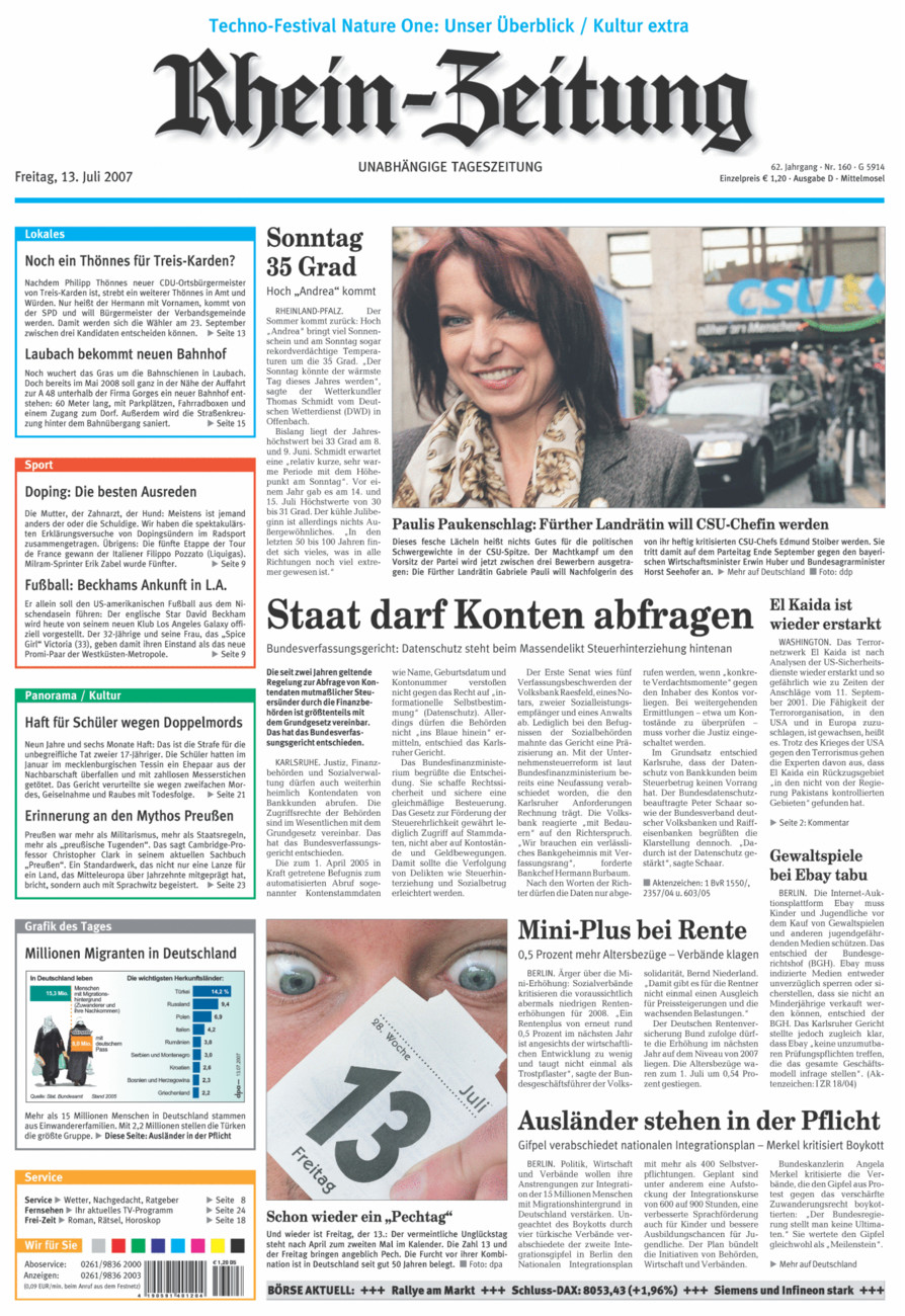 Rhein-Zeitung Kreis Cochem-Zell vom Freitag, 13.07.2007