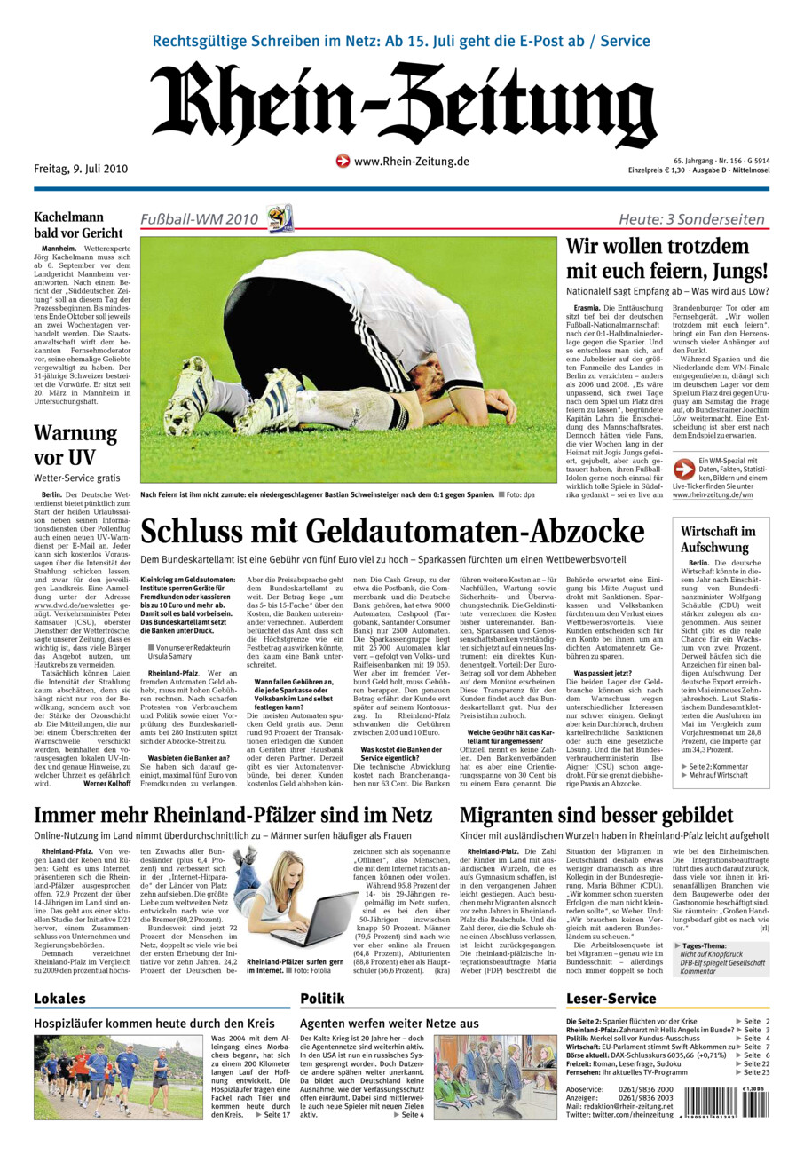 Rhein-Zeitung Kreis Cochem-Zell vom Freitag, 09.07.2010
