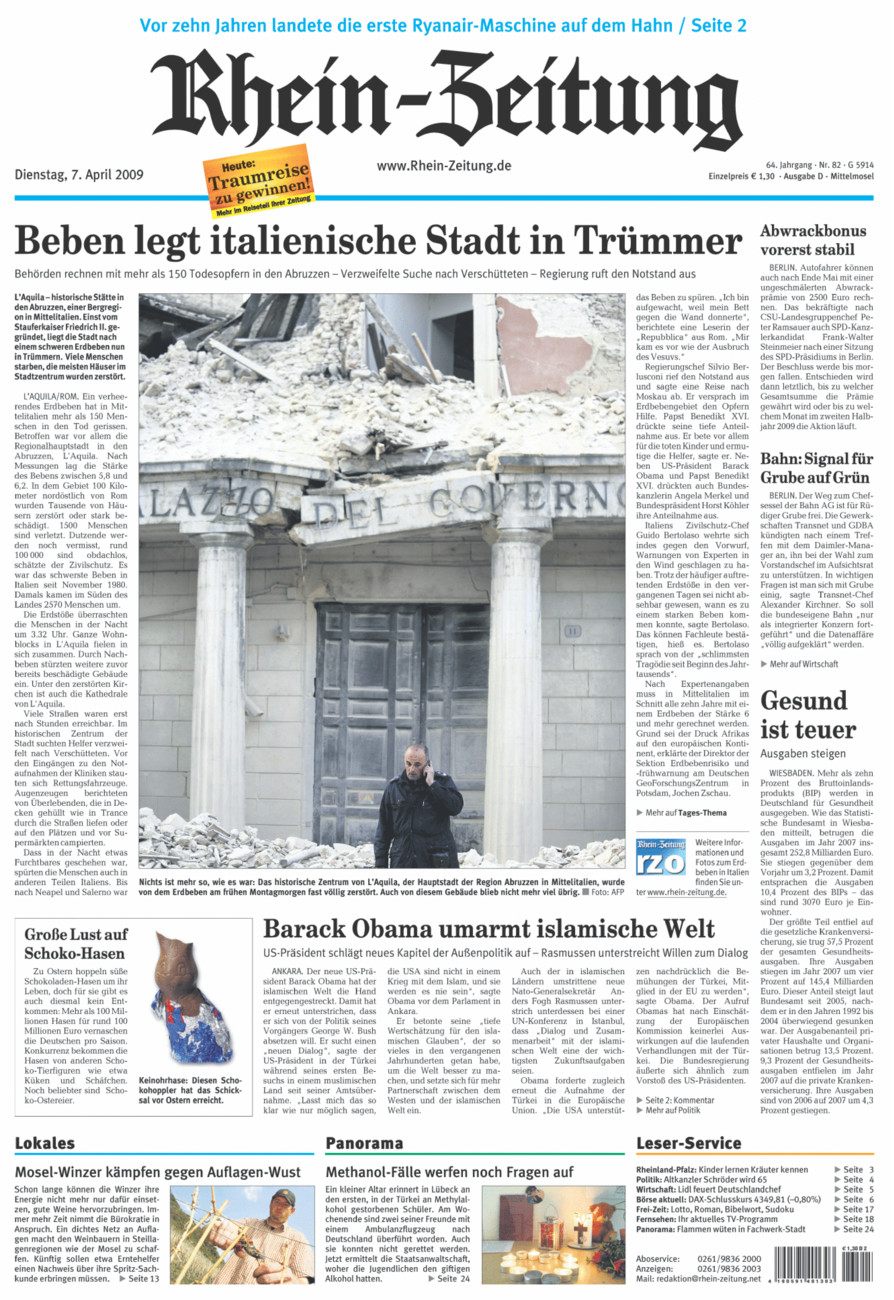 Rhein-Zeitung Kreis Cochem-Zell vom Dienstag, 07.04.2009