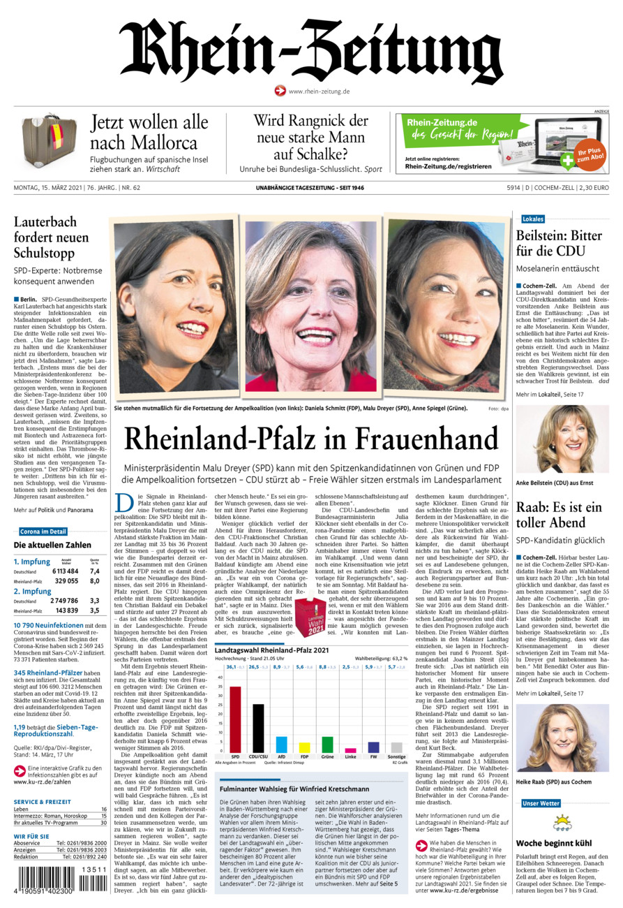 Rhein-Zeitung Kreis Cochem-Zell vom Montag, 15.03.2021