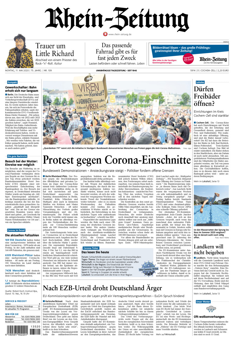 Rhein-Zeitung Kreis Cochem-Zell vom Montag, 11.05.2020