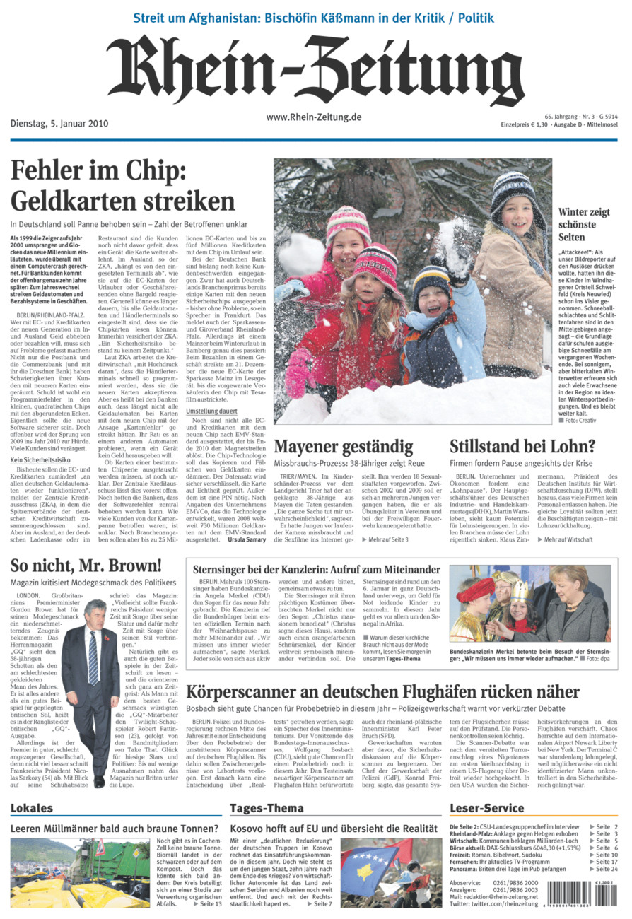 Rhein-Zeitung Kreis Cochem-Zell vom Dienstag, 05.01.2010