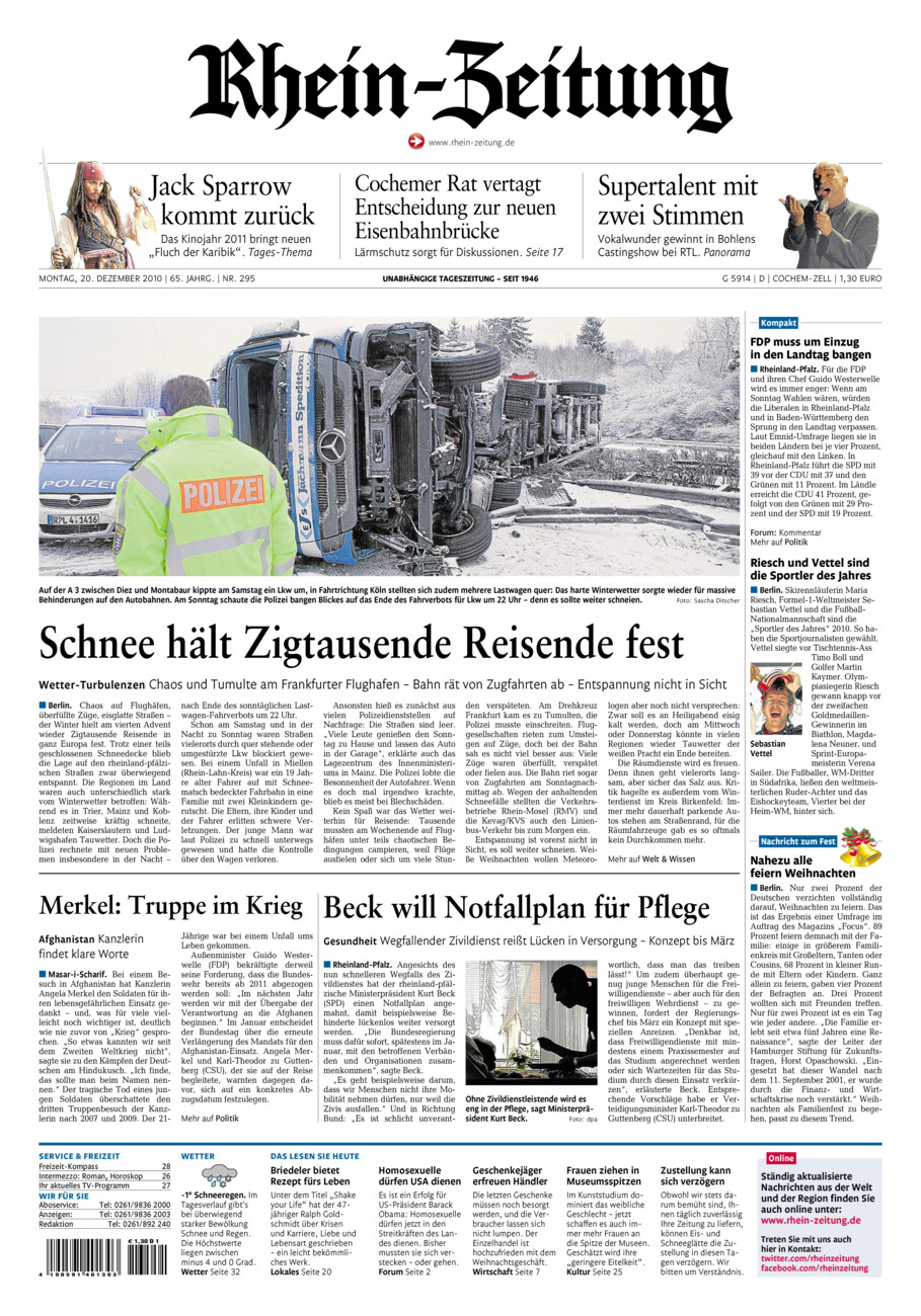 Rhein-Zeitung Kreis Cochem-Zell vom Montag, 20.12.2010