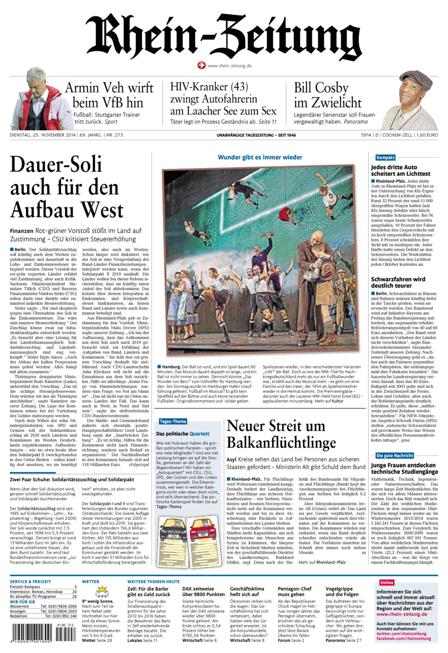 Rhein-Zeitung Kreis Cochem-Zell vom Dienstag, 25.11.2014