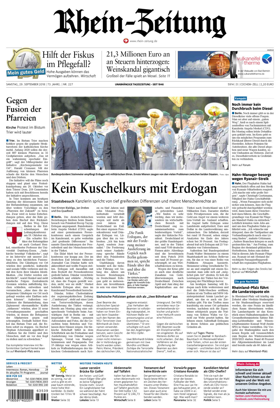 Rhein-Zeitung Kreis Cochem-Zell vom Samstag, 29.09.2018