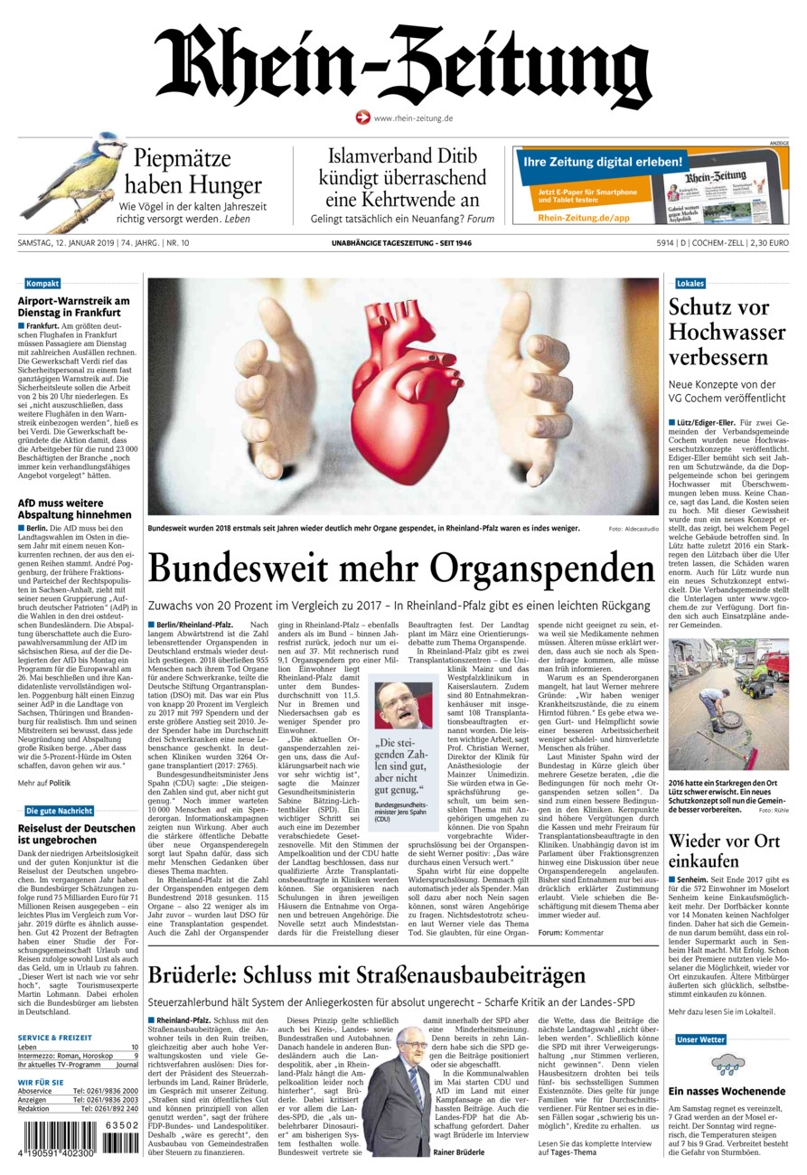 Rhein-Zeitung Kreis Cochem-Zell vom Samstag, 12.01.2019