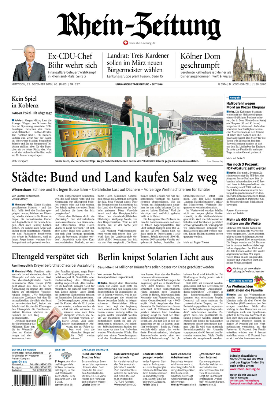 Rhein-Zeitung Kreis Cochem-Zell vom Mittwoch, 22.12.2010