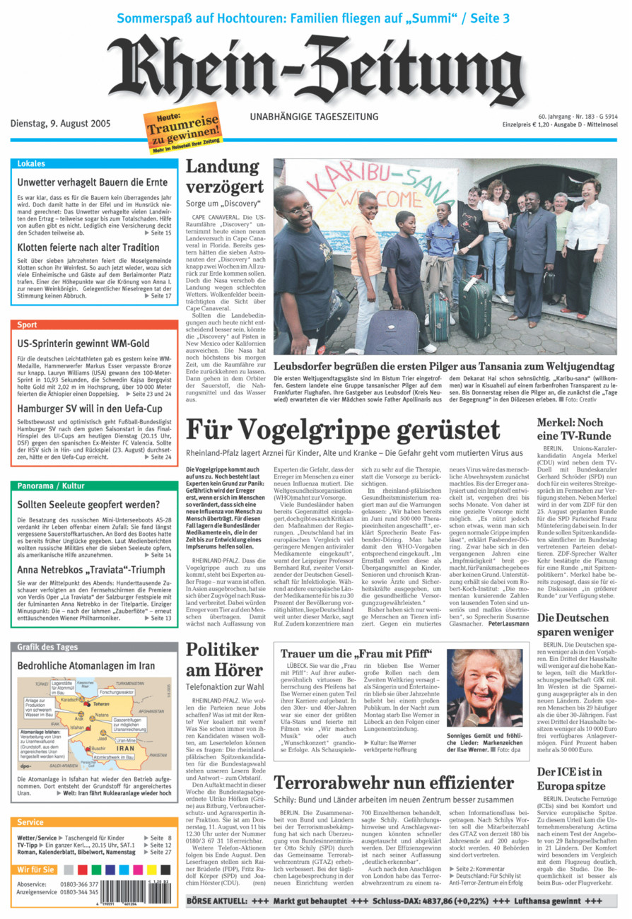 Rhein-Zeitung Kreis Cochem-Zell vom Dienstag, 09.08.2005