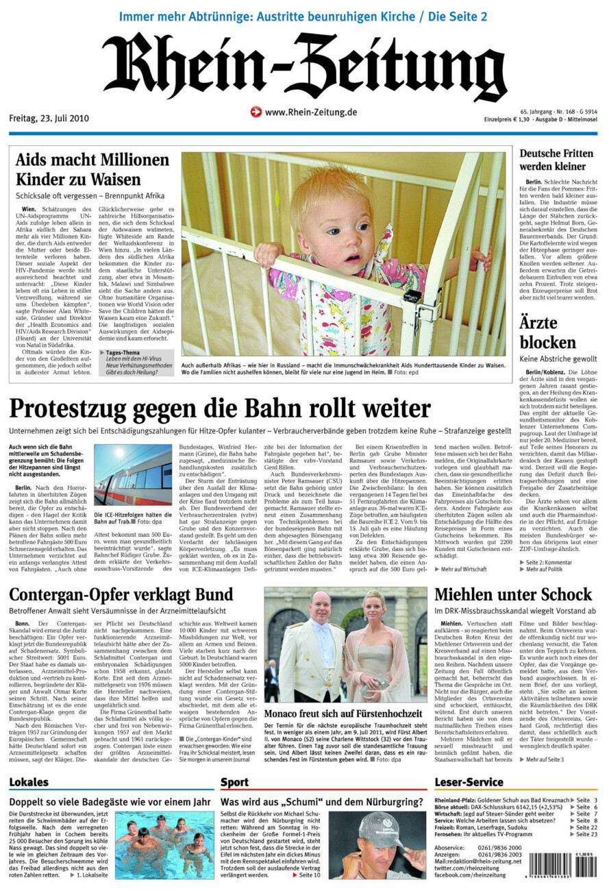 Rhein-Zeitung Kreis Cochem-Zell vom Freitag, 23.07.2010