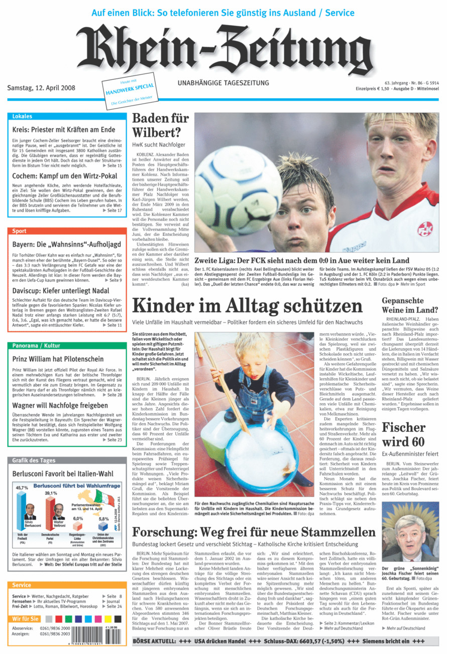 Rhein-Zeitung Kreis Cochem-Zell vom Samstag, 12.04.2008