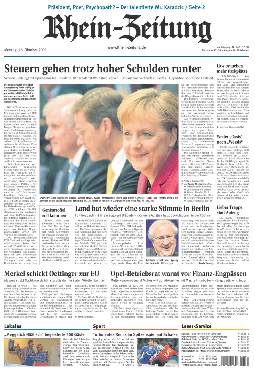 Rhein-Zeitung Kreis Cochem-Zell vom Montag, 26.10.2009