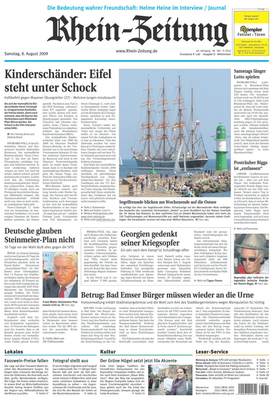 Rhein-Zeitung Kreis Cochem-Zell vom Samstag, 08.08.2009