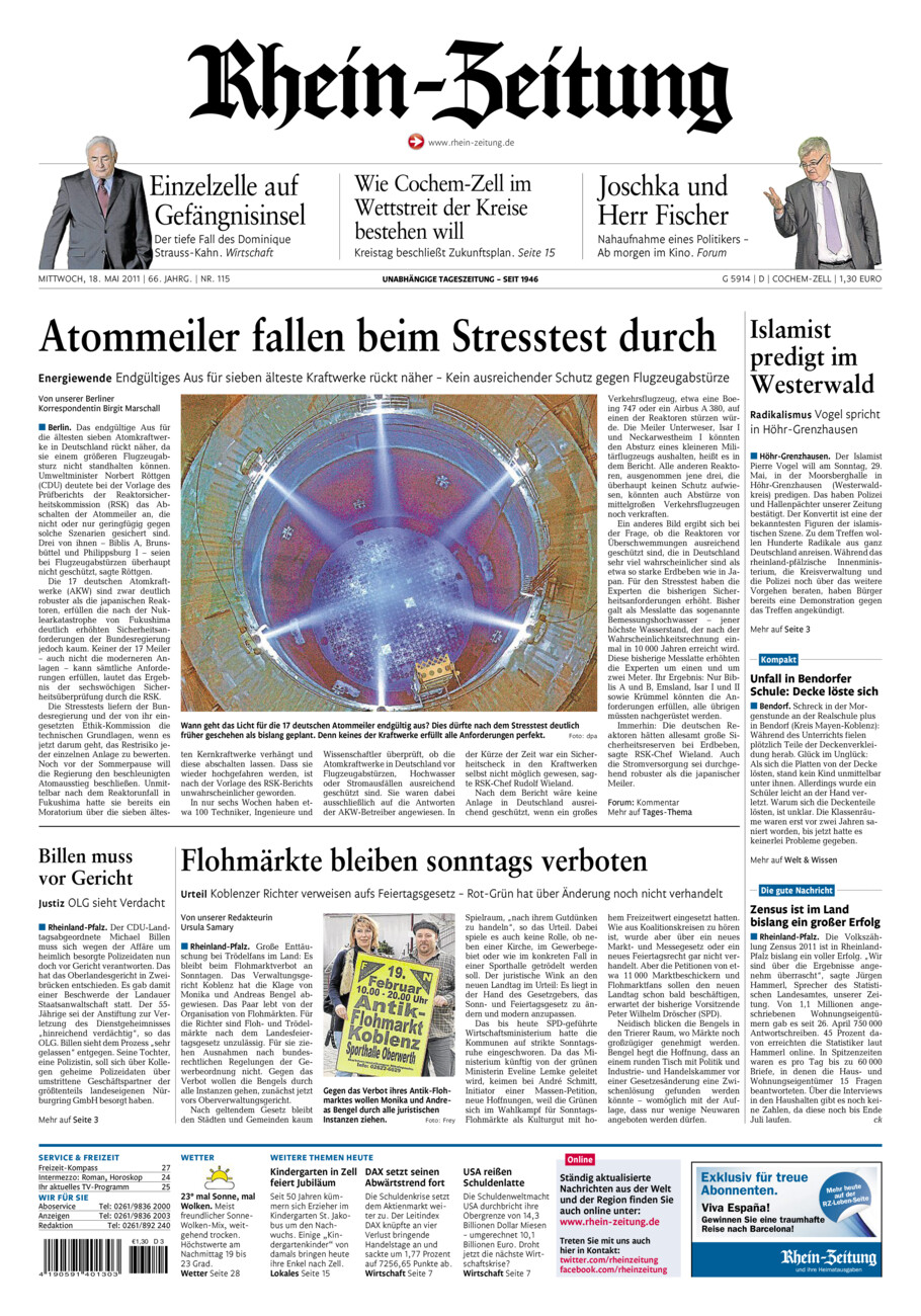 Rhein-Zeitung Kreis Cochem-Zell vom Mittwoch, 18.05.2011