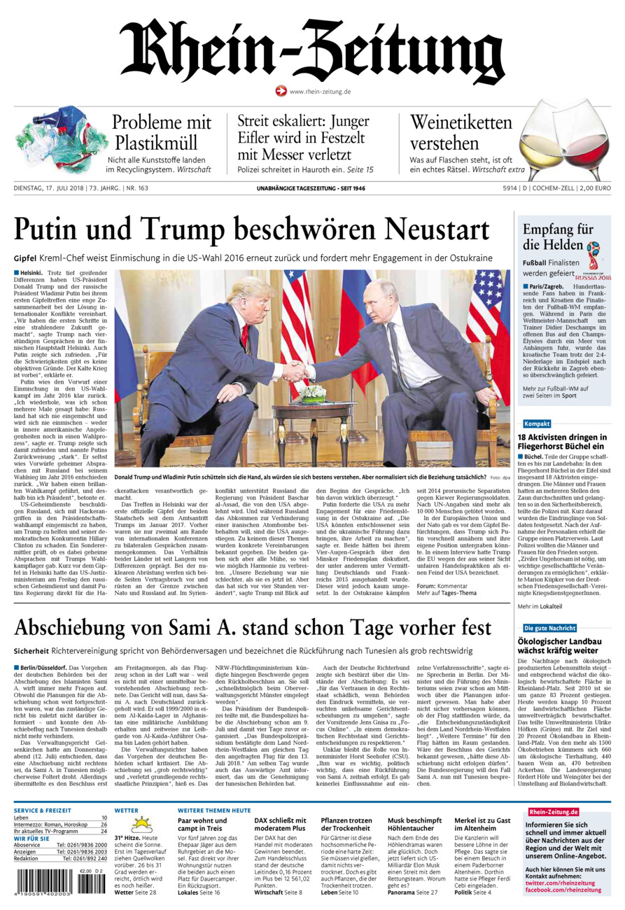 Rhein-Zeitung Kreis Cochem-Zell vom Dienstag, 17.07.2018